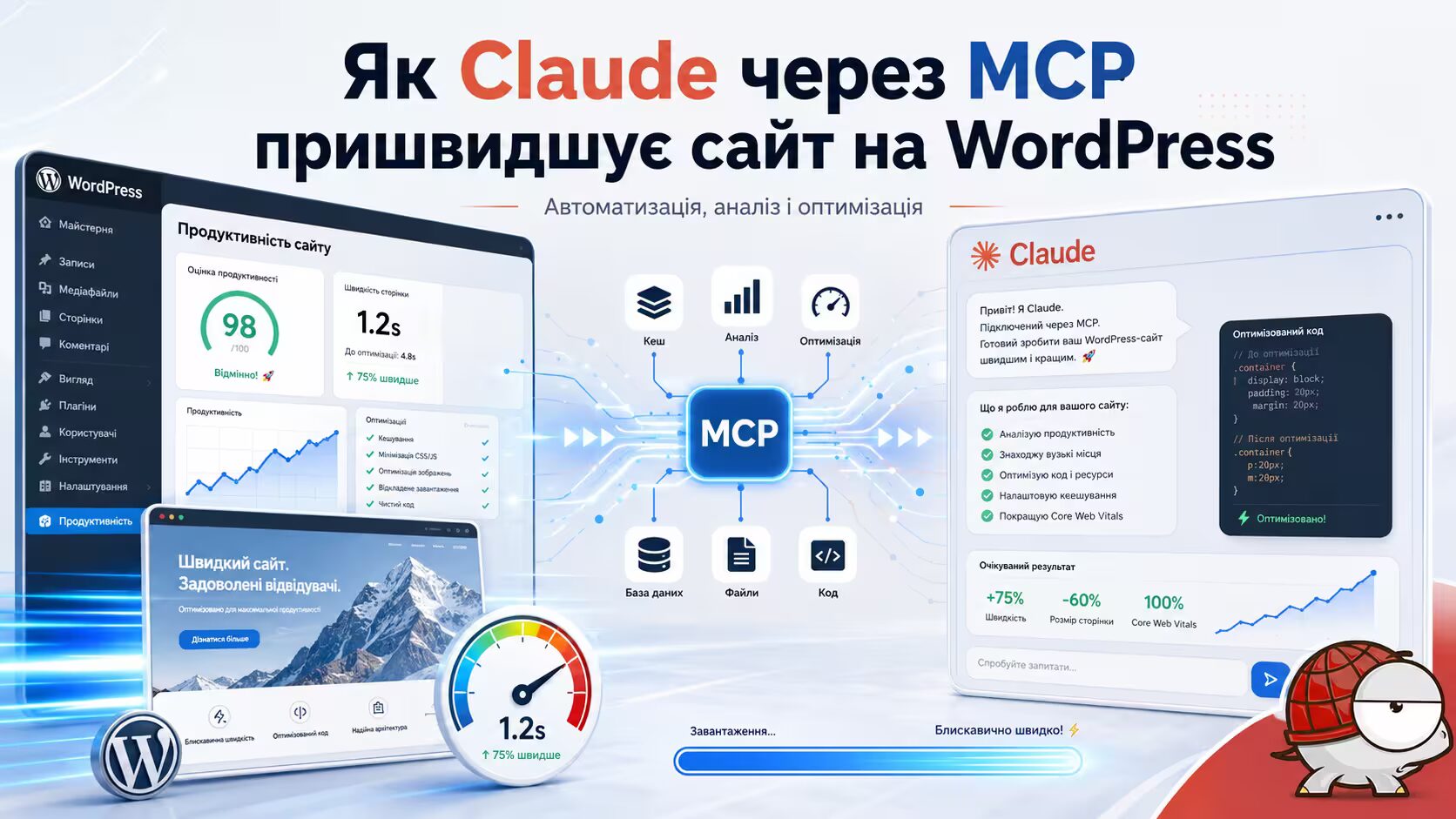 Як Claude через MCP заходить у вашу WordPress-адмінку й сам шукає, чому сайт повільний (LiteSpeed Cache)